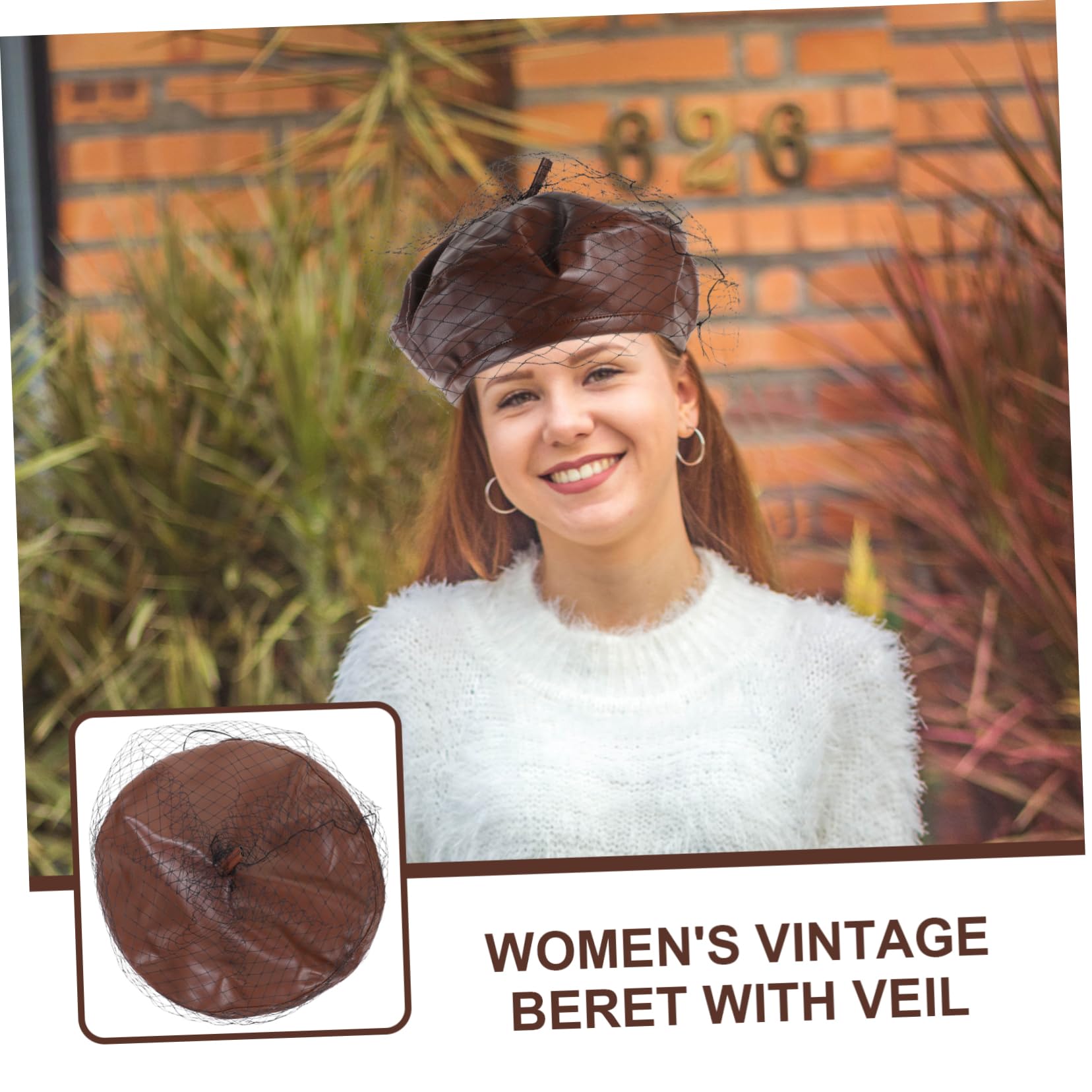 CONGARTENO Vintage Beret Hat with Veil Stylish French Fascinator for Women Retro Fashion Accessory to Elevate Any Outfit for Christmas and Special Occasions Brown