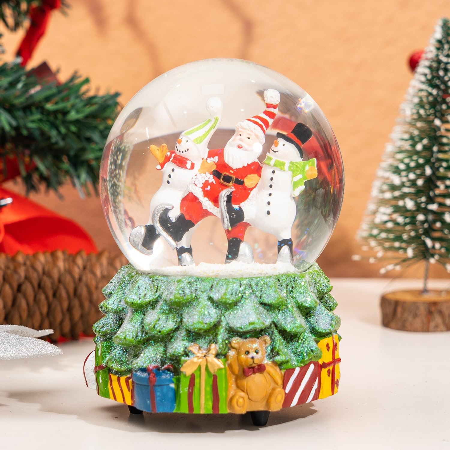 Topadorn Christmas Snow Globe Water Ball Snowman with Music, Christmas Holiday Decorations with Music Box, Festival Decor and Gifts - Image 6