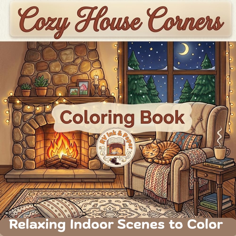 Cozy House Corners Coloring Book: Relaxing Indoor Scenes to Color