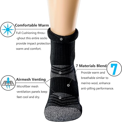 Miniatura 5 de CWVLC Calcetines de senderismo de la tripulación, amortiguadores, absorben la humedad, calcetines de compresión para botas de arco