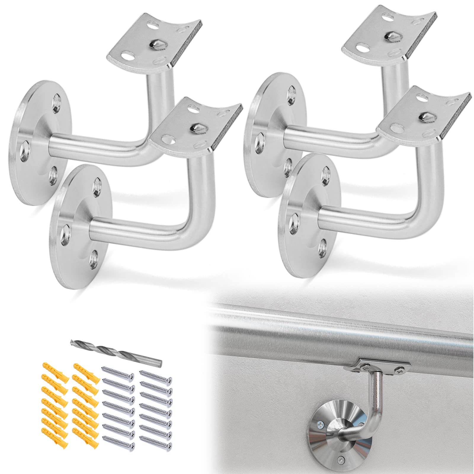 Buy Muzata 4 Pack Handrail Brackets for Staircase Stair Railing