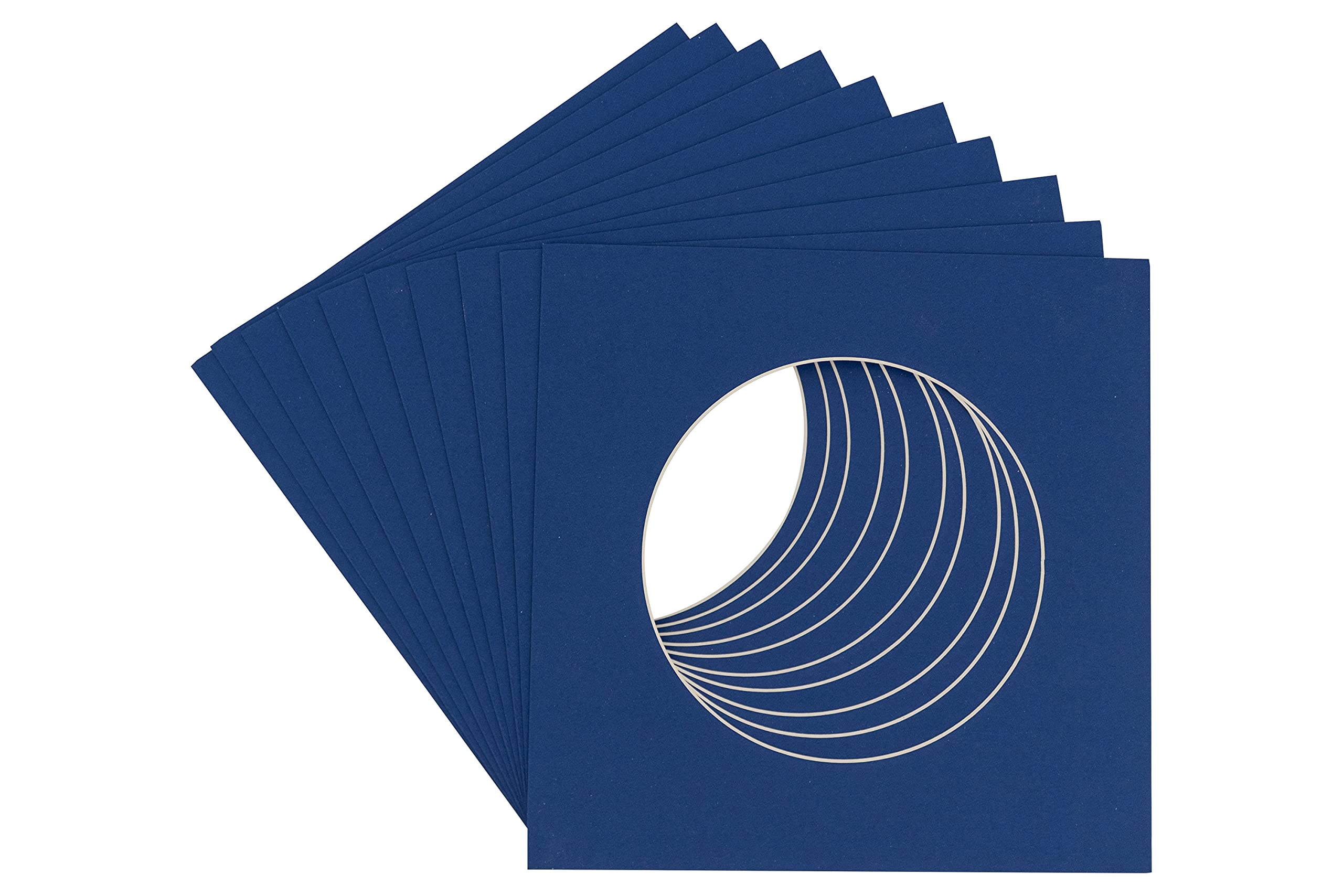 CountryArtHouse Bottle Blue Acid Free 16x16 Circle Picture Frame Mat with White Core Bevel Cut for 12x12 Pictures - Fits 16x16 Frame - Pack of 1 Matboard