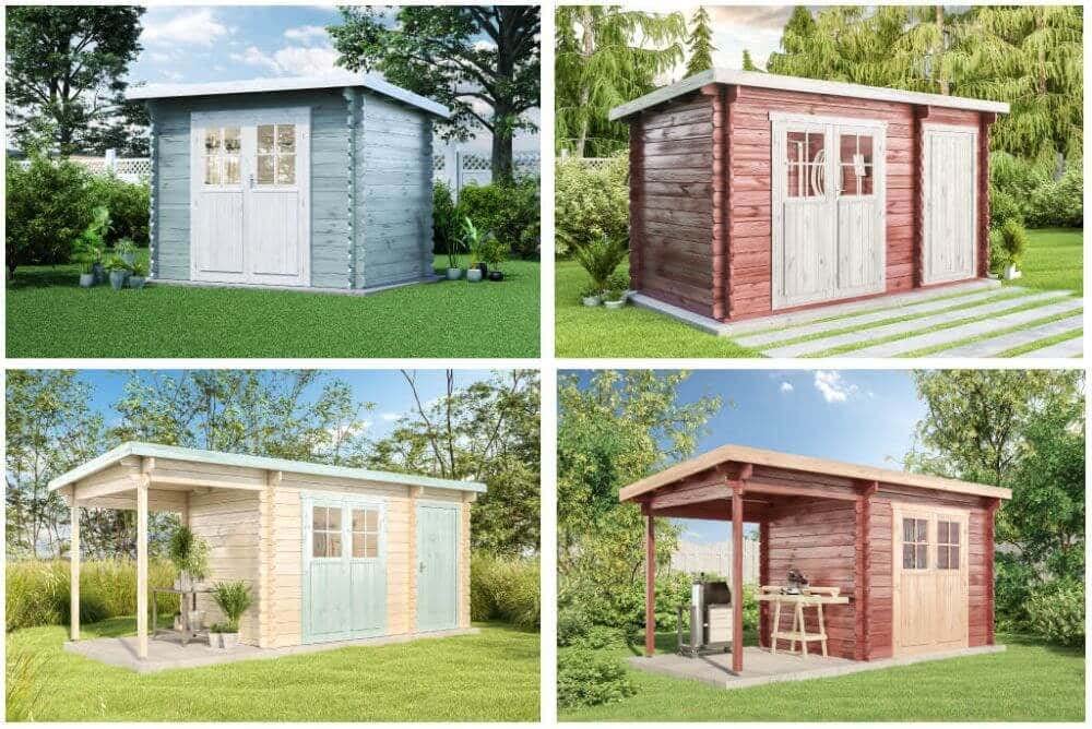 Alpholz Gartenhaus Korfu-28 aus Massiv-Holz | Gerätehaus mit 28 mm Wandstärke | Garten Holzhaus inklusive Montagematerial | Geräteschuppen Größe: 260 x 200 cm | Flachdach