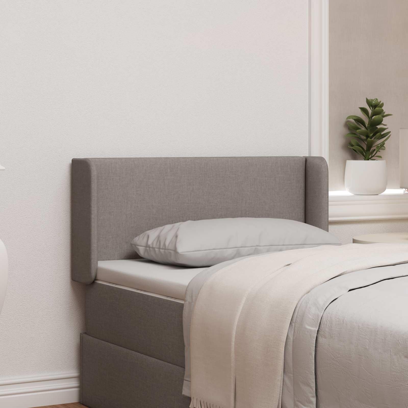 Cabecero de oreja de tela pardo 40,5 x 40,5 x 4 cm, accesorio de cama moderno con marco de madera para dormitorio, habitación infantil y cama de invitados, montaje práctico y cómodo acolchado