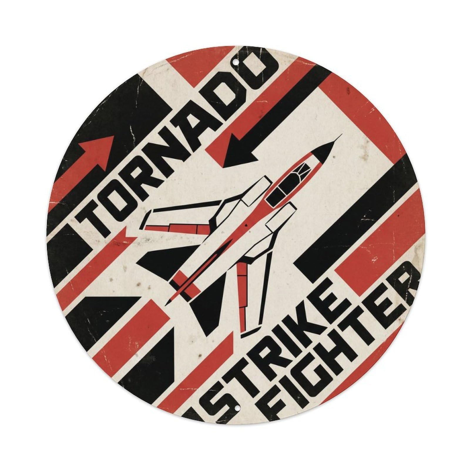 Cold War Military Aviation Tornado Multirole Strike Fighter Jet Metal Tin Sign Plaque Wall Decor for Cafe, Man Cave, Club Bar, Office, Home Garden Round Metal Poster 8x8Inch
