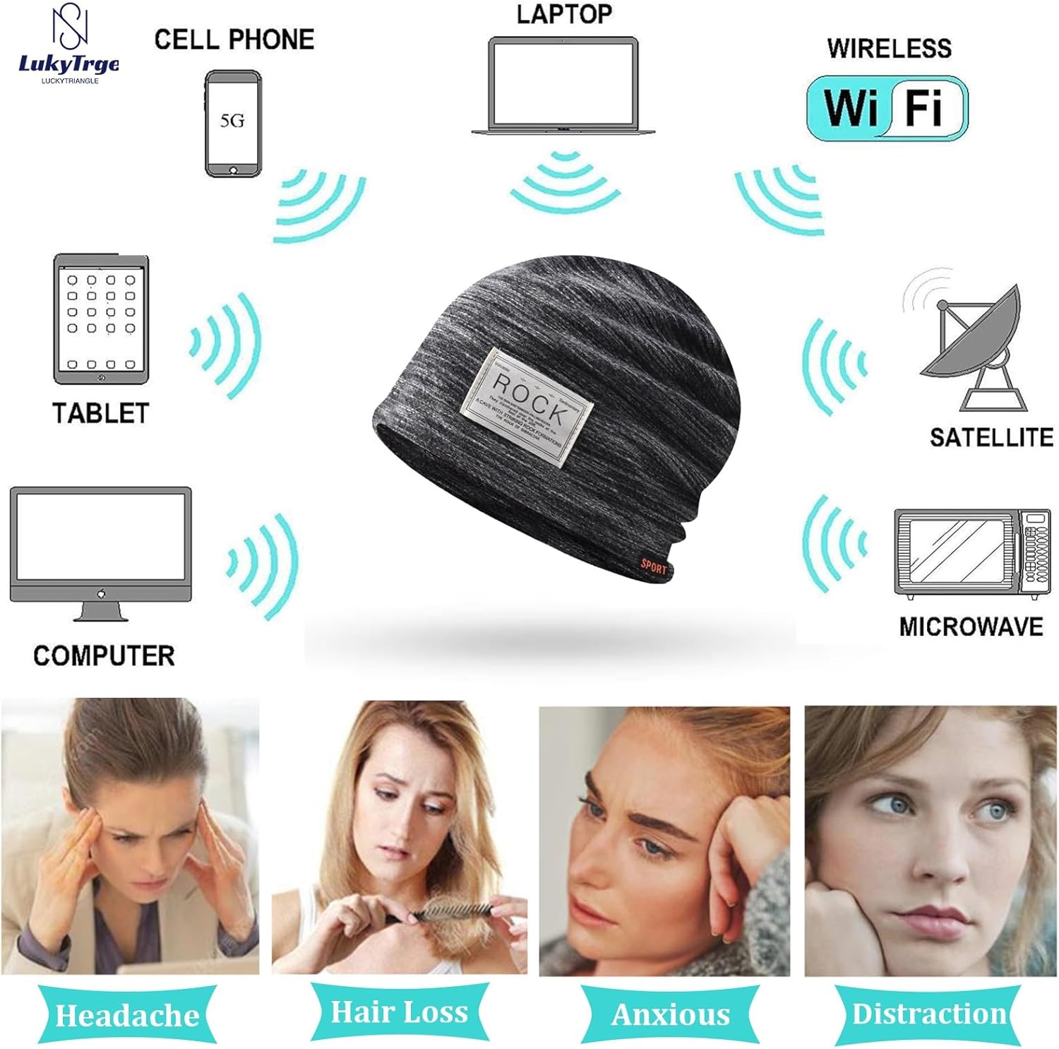 Unisex Anti Radiation Cap,EMF Electromagnetic Wave Shielding Protection Hat,100% Silver Fiber Beanies Hat (Color : Black, Size : One Size)