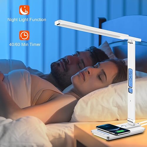 Miniatura 4 de AFROG Lámpara de escritorio LED multifuncional de 4 generación con puerto de carga USB 1800 Lux súper brillante 5 modos de iluminación 7 brillo