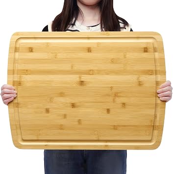Cutting Board, 24inch Bamboo Cutting Board, Bamboo Wooden Cutting Boards for Kitchen, Ideal Charcuterie & Chopping for Meat, Vegetables and Fruits Ideal Kitchen Gifts