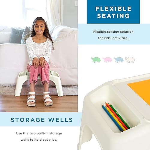 Miniatura 8 de LapGear Turtle Table - Bandeja de escritorio para actividades con pozos de almacenamiento para aperitivos, juegos, aula y juguetes sensoriales,