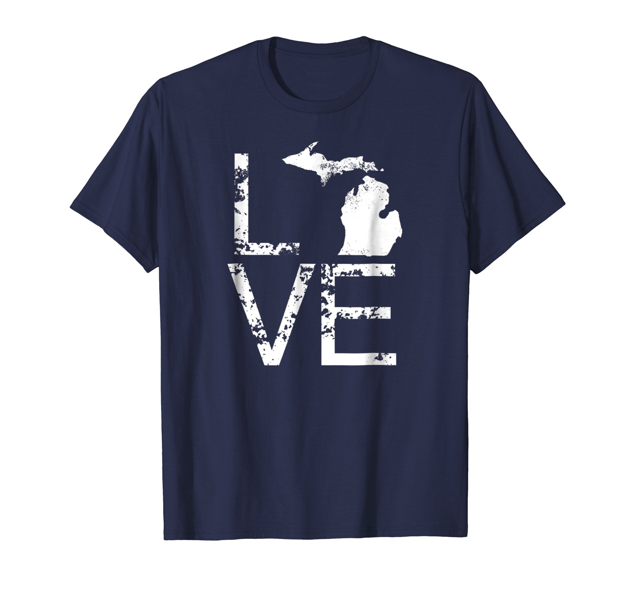 Michigan Love MI State Home Pride Map Distressed T-Shirt