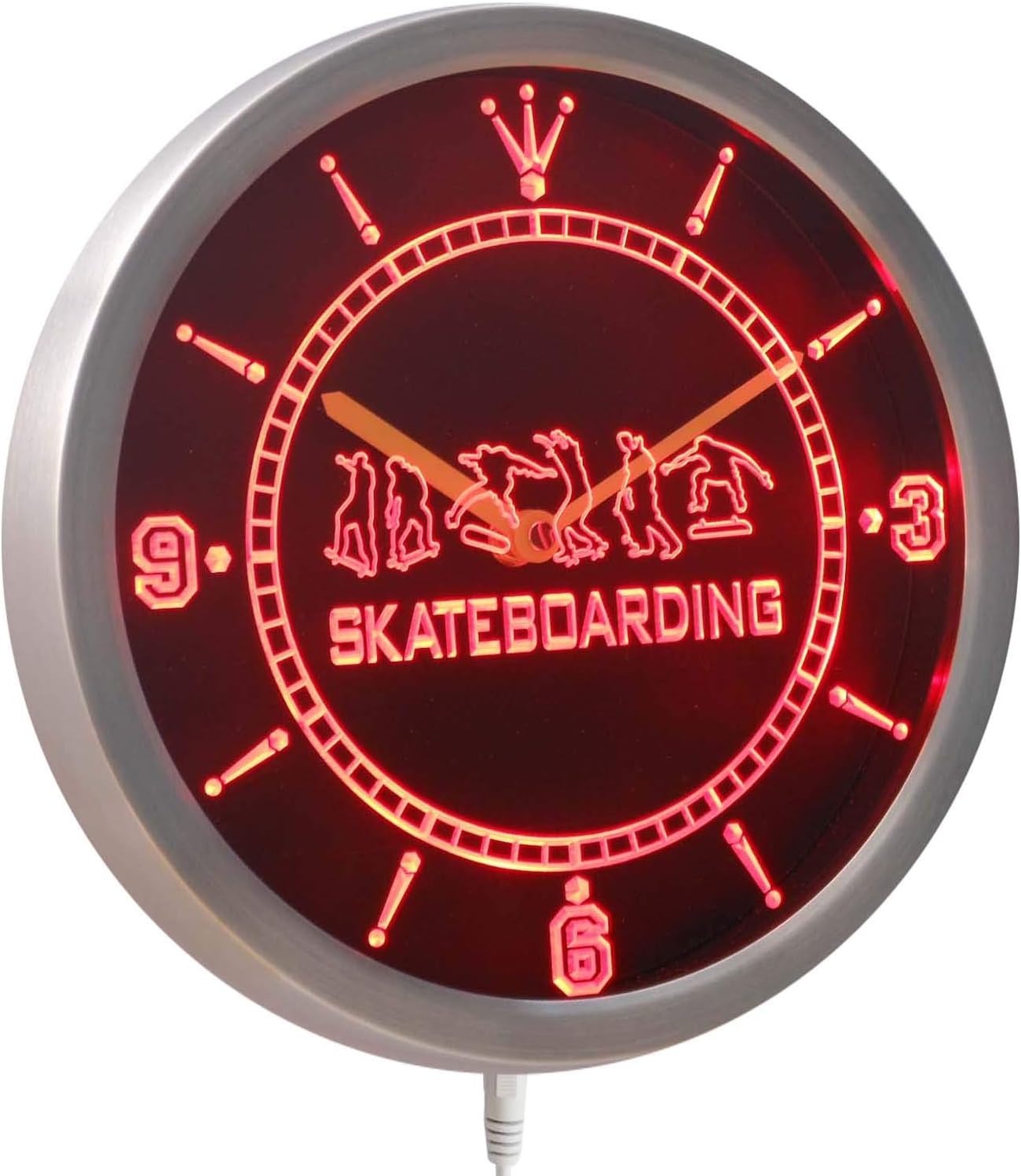 ADVPRO nc0359-b Skateboarding Training Game Neon Sign LED Wall Clock