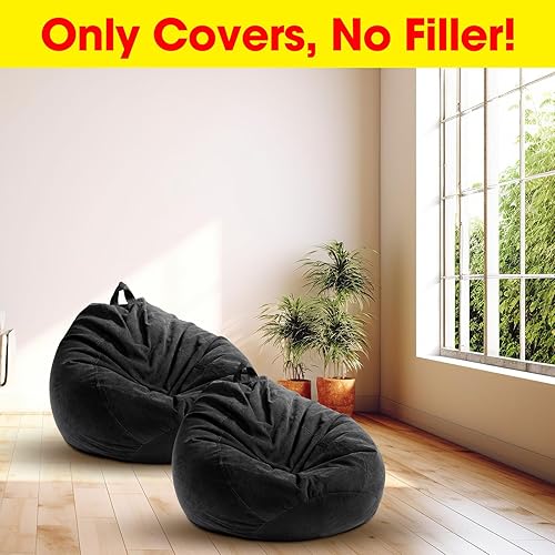 Miniatura 6 de Tranqun 2 fundas para puf de peluche para almacenamiento de animales de peluche, funda para silla, funda de pana suave, puf de peluche,