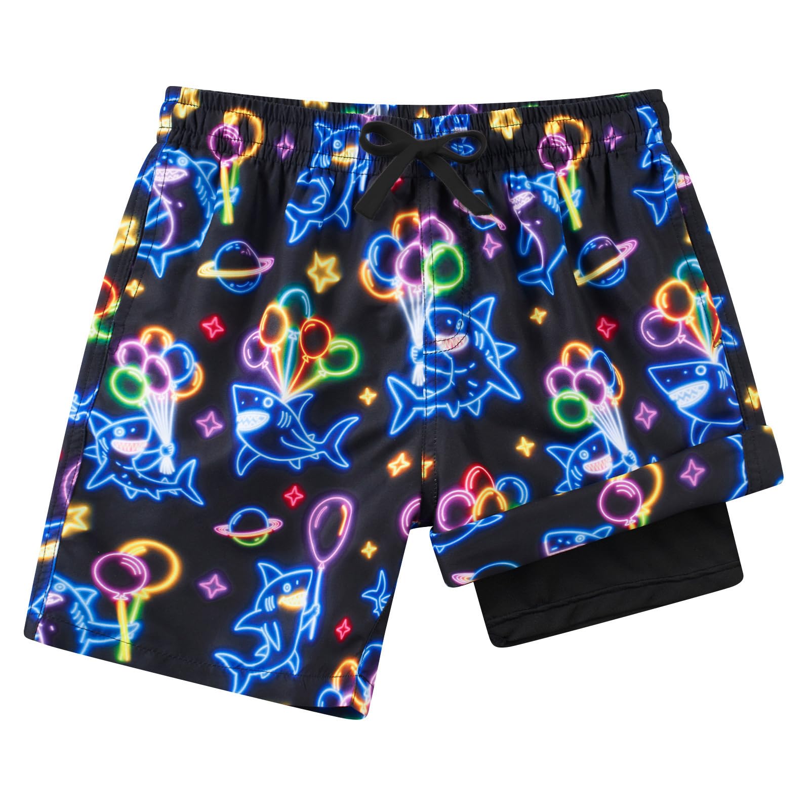 ALISISTER Badeshorts Jungen Badehose Kinder mit Kompressionsliner Schnelltrocknend Schwimmhose Boxershorts 6-14 Jahre