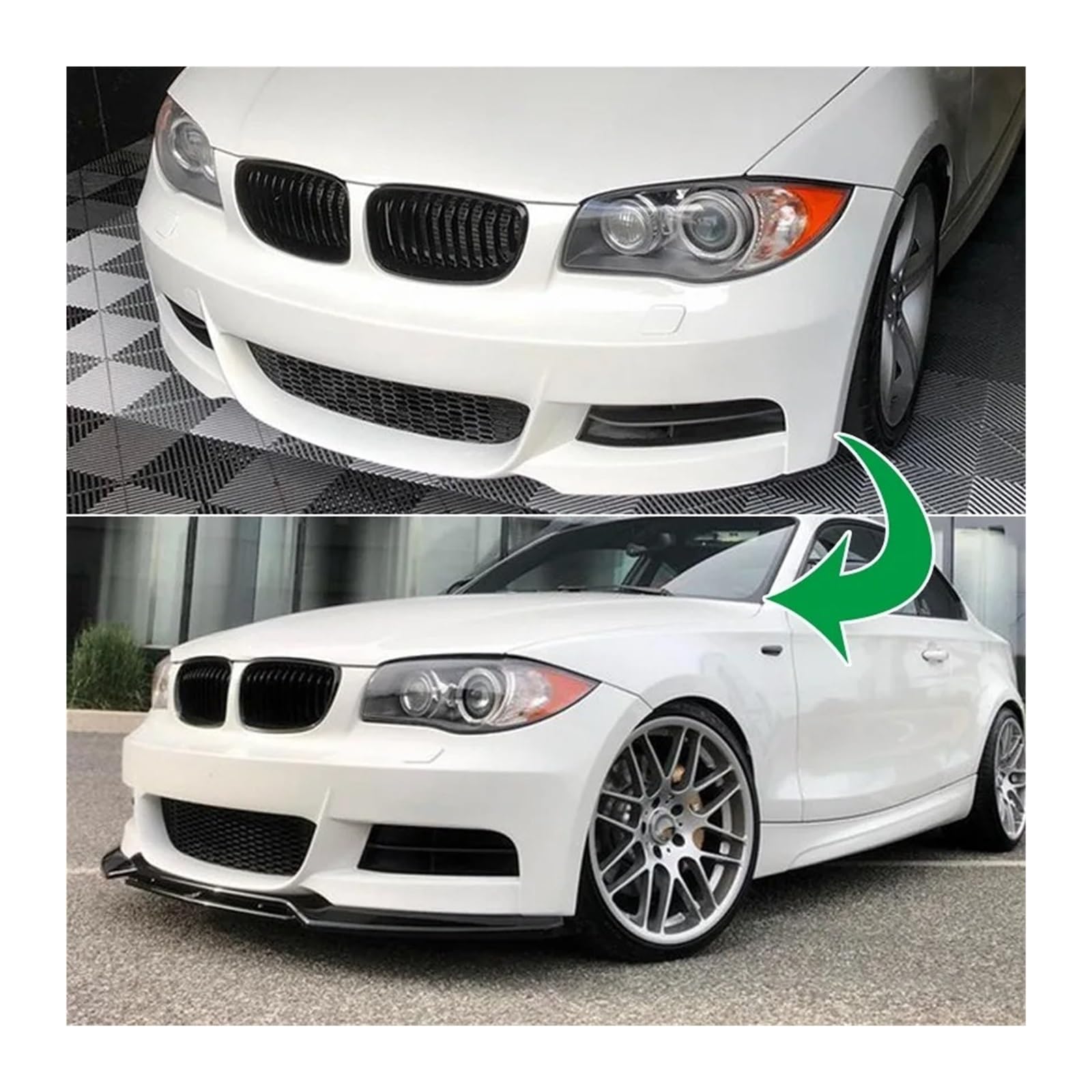 Spoiler frontali per auto Per Bmw E82 E88 1 Serie 118d 120i 120d 125i 135i 2008-2013 Paraurti Anteriore Splitter Lip Car Canard Spoiler Diffusore Kit Labbro Anteriore Spoilers(Gloss Black)