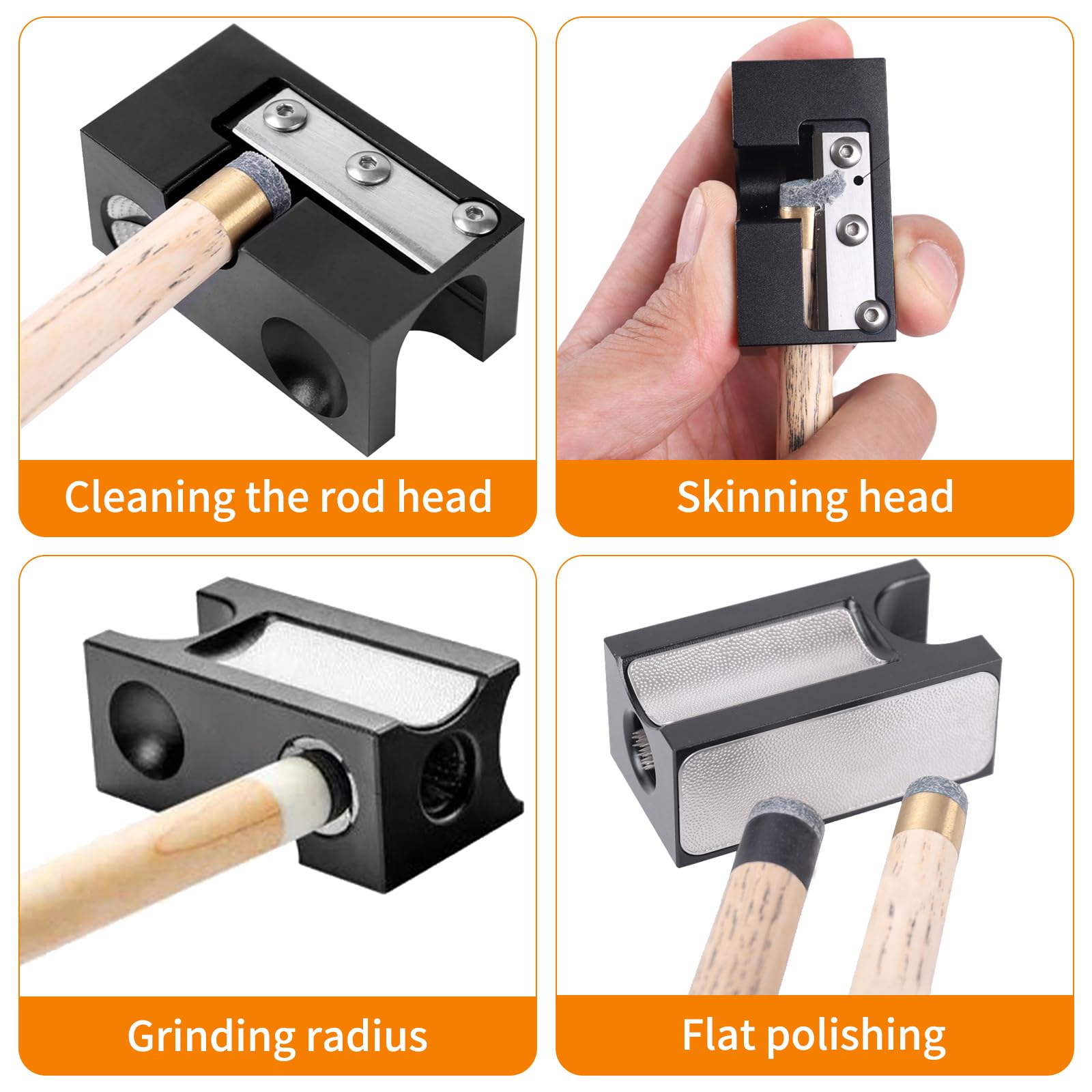 8 in 1 Punta da Biliardo Strumento, Multifunzionale Riparazione Punta Shaper, Stecca Accessorio Lama Pinprick, Biliardo Pool Cue Puntali Strumento, Cue Trimmer/Burnisher/Shaper/Tapper