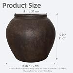 12" H x 14" Dia Fiberstone Vintage Style Planter with Drainage Hole, Indoor/Outdoor Large Plant Pot for Home Patio Garden, Ideal for Artificial Tree/Plants