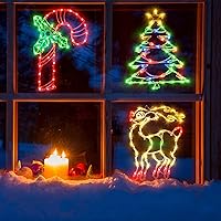 Vista 5 de Luces de silueta de ventana de Navidad de 16 pulgadas, paquete de 3 luces colgantes de ventana de Navidad para decoración de ventanas interiores