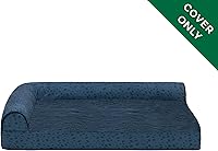 Vista 2 de Furhaven - Funda de repuesto para cama de perro, en forma de L, con estampado de felpa y almendras azules, talla M