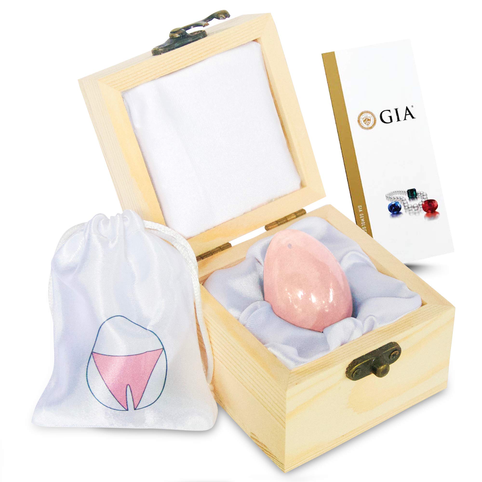 Jade Egg Shop Rose Quartz | Pink Quartz with Drilled Hole | Medium | for Women | Kegel | for Kegels for Pelvic Floor Yoga -in Box with eCourse