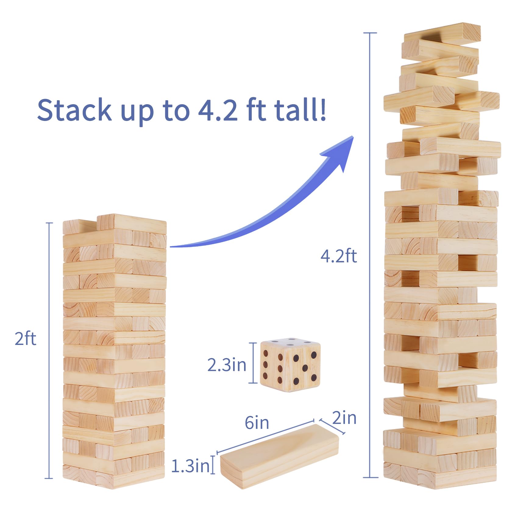 Snapklik.com : SpeedArmis Giant Tumble Tower, 56 PCS Wooden Stacking ...