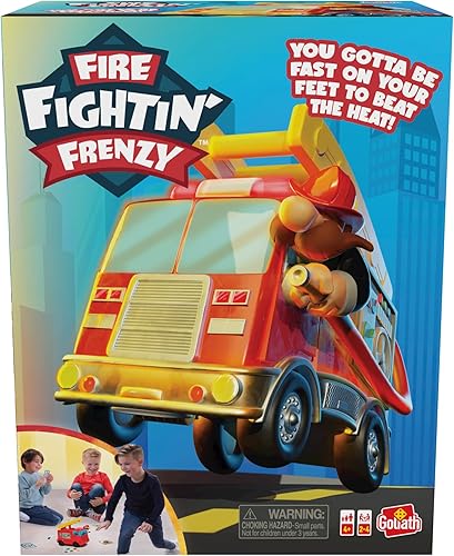 Goliath Fire Fightin' Frenzy Game - Juego de suelo activo de ritmo rápido con acción realista de camión de bomberos - A partir de 4 años, 2-4