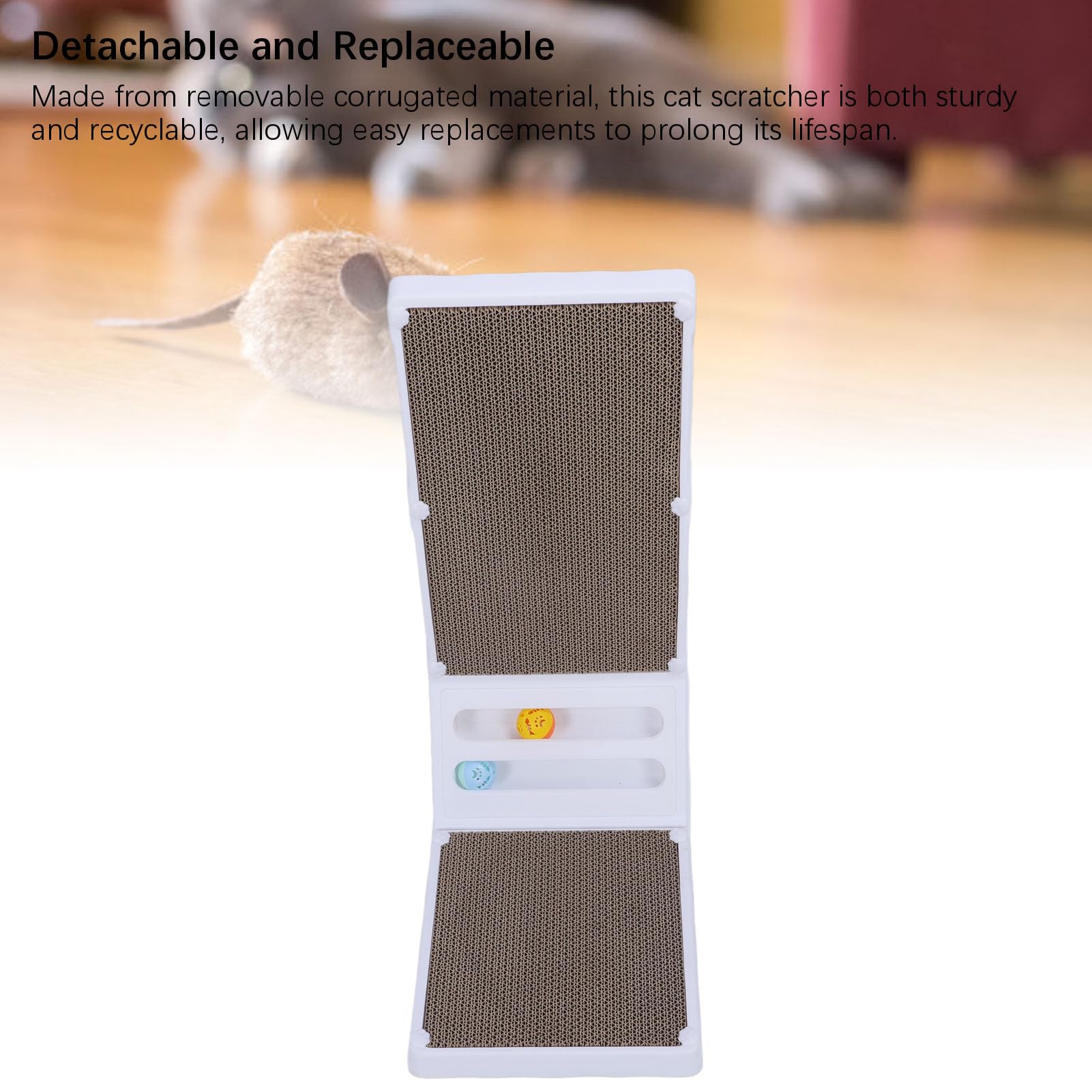 Rascador de gatos, práctico, extraíble, ligero, en forma de L, de cartón ondulado, soporte de pared, tabla vertical para gatos domésticos (blanco)