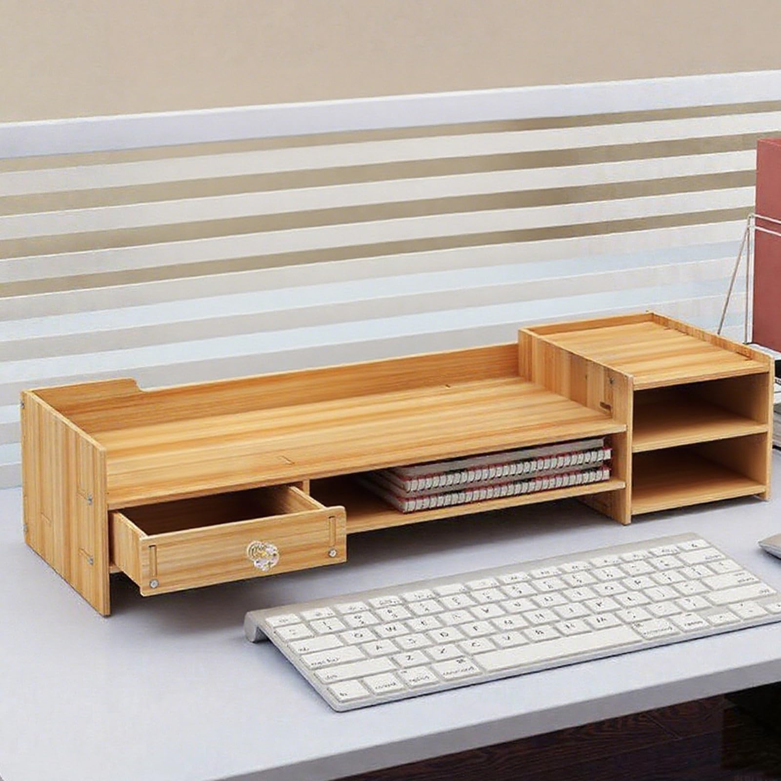 Supporto per monitor da scrivania in legno Organizzatore per laptop e tastieraOffice Home School EssentialsErgonomico Riser per computer per migliorare lo spazio di lavoro e la produttività