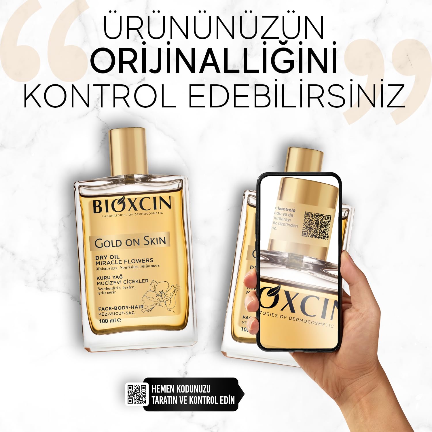Bioxcin Gold On Skin Kuru Yağ – Yasemin, Manolya, Hanımeli, Kalendula ve Hindistan Cevizi Yağları İç