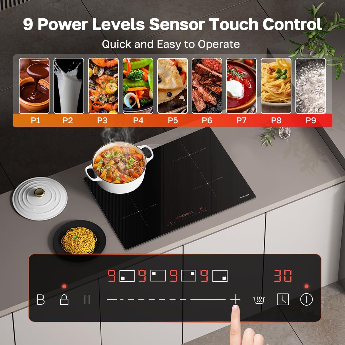 ThermoMate 30 inch induction cooktop with four heating zones