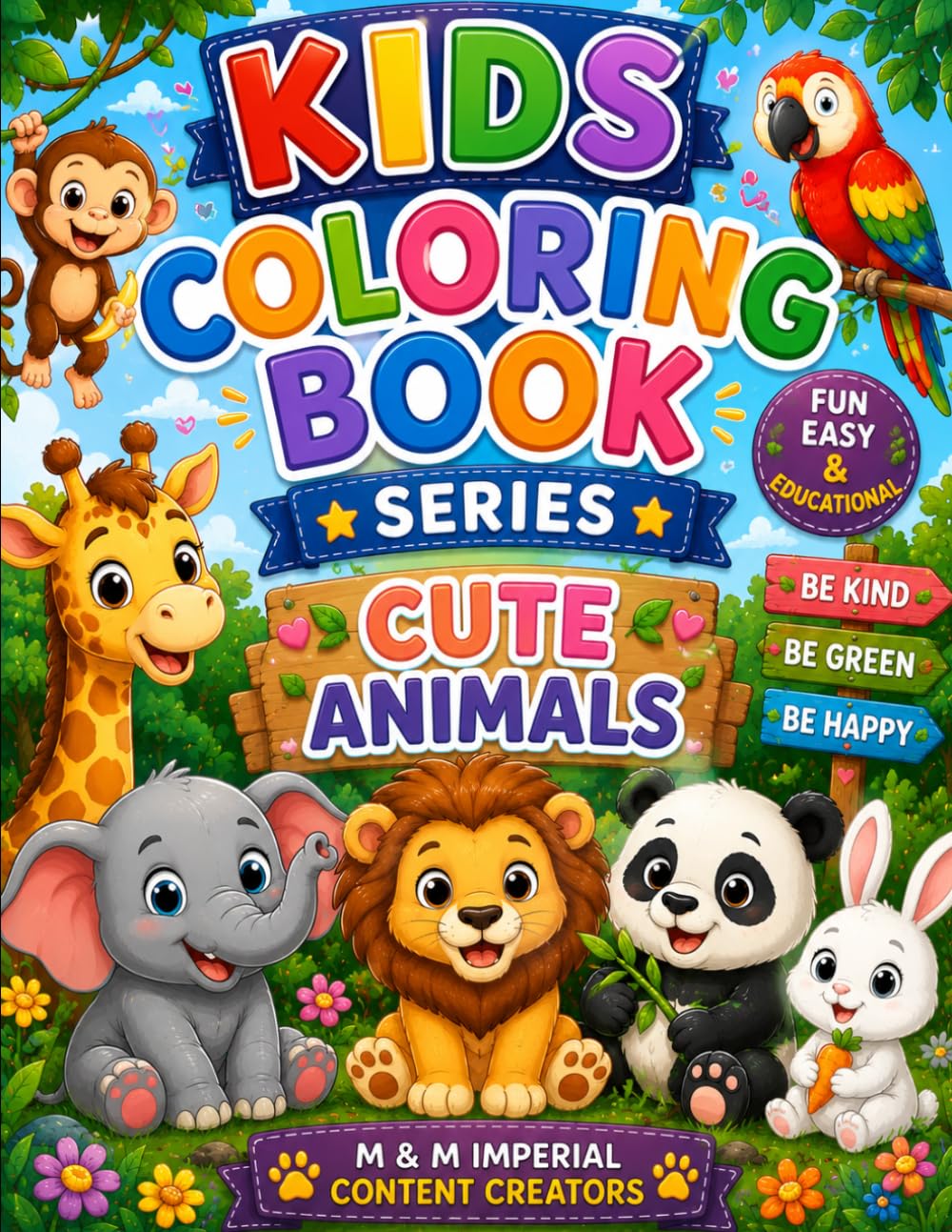Cute Animals Coloring Book for Kids Ages 3-6: Fun and Easy Cute Animal Coloring Pages for Toddlers and Preschoolers | Adorable Jungle, Farm, and Baby Animal Designs for Creative Learning