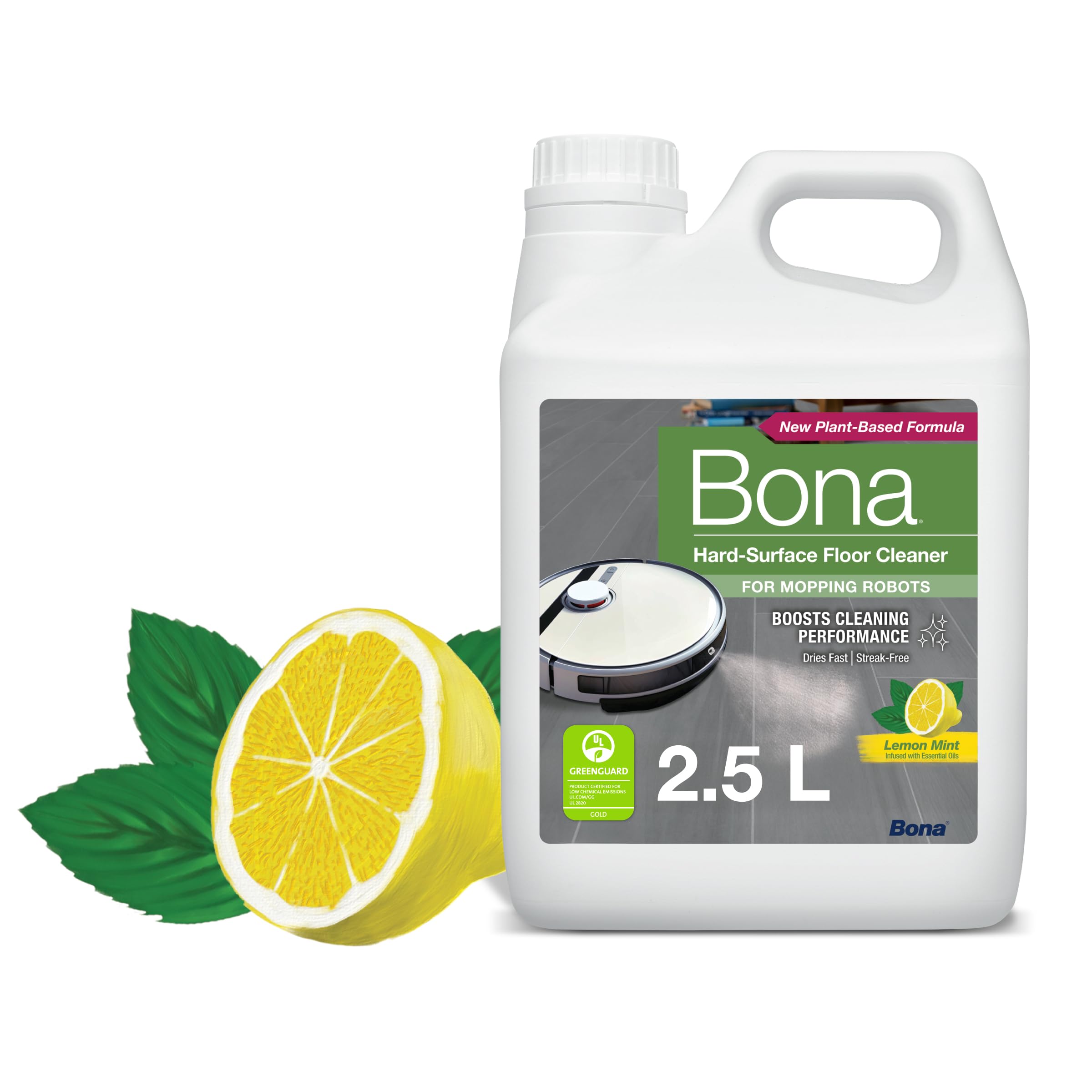 Bona Marble Hard Floor Cleaner Liquid for Mopping Robots and Vacuums |Marble, Stone, Tile, LVT & Laminate Floors| Quick-drying and Streak-free, Lemon Mint - 2.5L | Robot Mopping Solution-picture-12