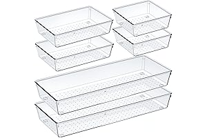 6 Pack Clear Plastic Drawer Organizer Set