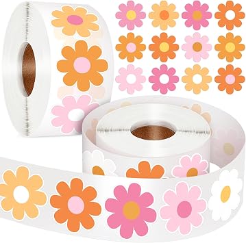 1200 PCS Boho Daisy Stickers Flowers Stickers Retro Daisy Decals 60s 70s Party Favors Scrapbook Cups Gift Birthday Decor Teacher Reward School Supplies Incentives
