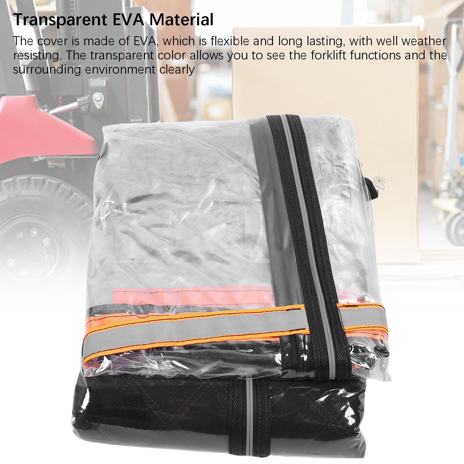 Walfront Housse de Pluie pour Chariot élévateur, Universelle, Transparente, EVA, Protection contre les Intempéries, pour Chariots élévateurs jusqu'à 6 000 Lb, avec Fermeture éclair,
