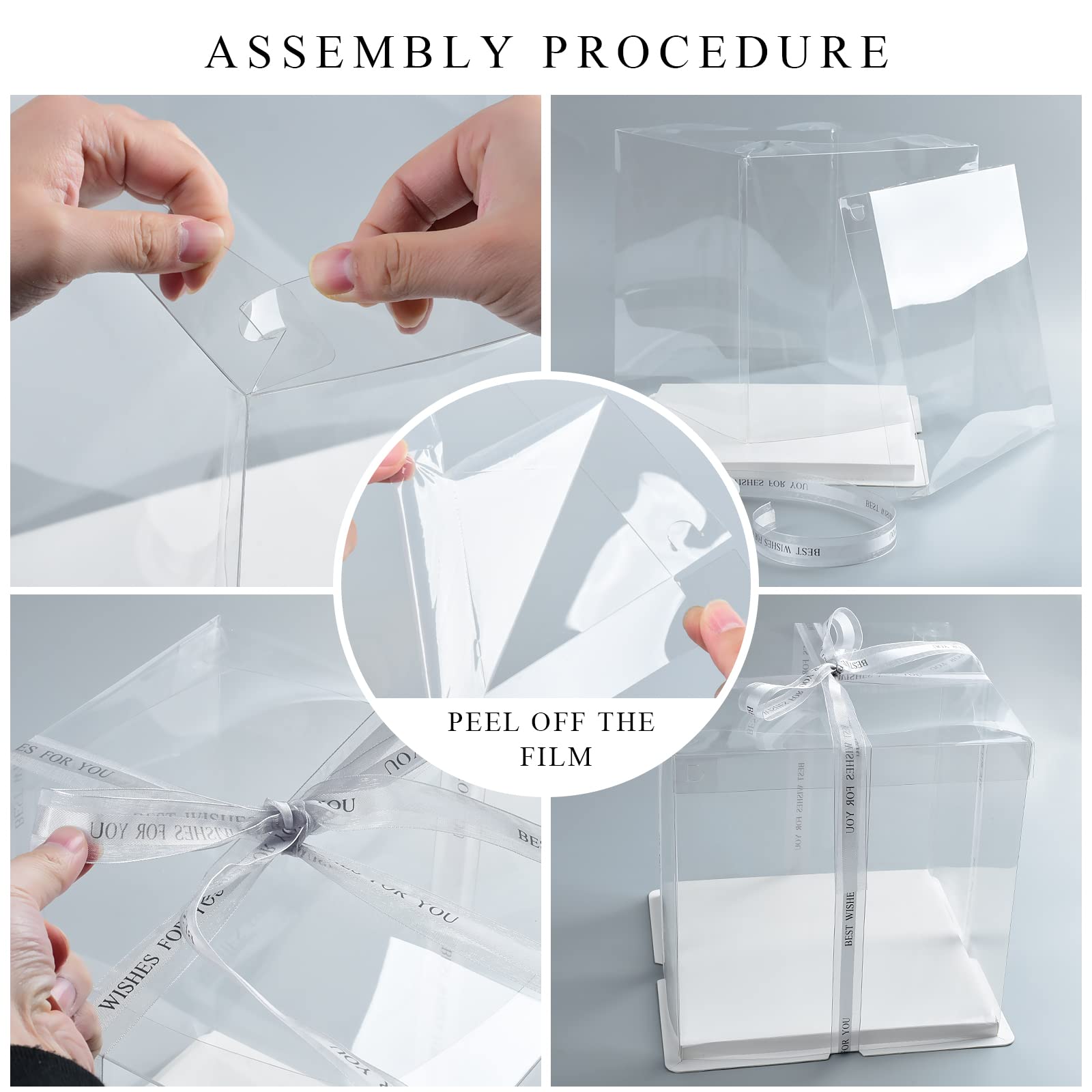 BURLIHOME Caja para tartas de 10 pulgadas de alto, paquete de 5 cajas de panadería para postre, pan, pastelería, cajas de pasteles con tablas para tartas, cajas de golosinas, ideales para cumpleaños,