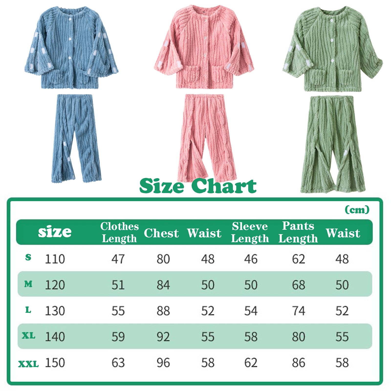 Bambini Cura Ospedale Abito Pigiama Fuzzy Set per Ragazze Ragazzi Caldo Soffice Loungewear Morbido Peluche Pigiama,Rosa,L