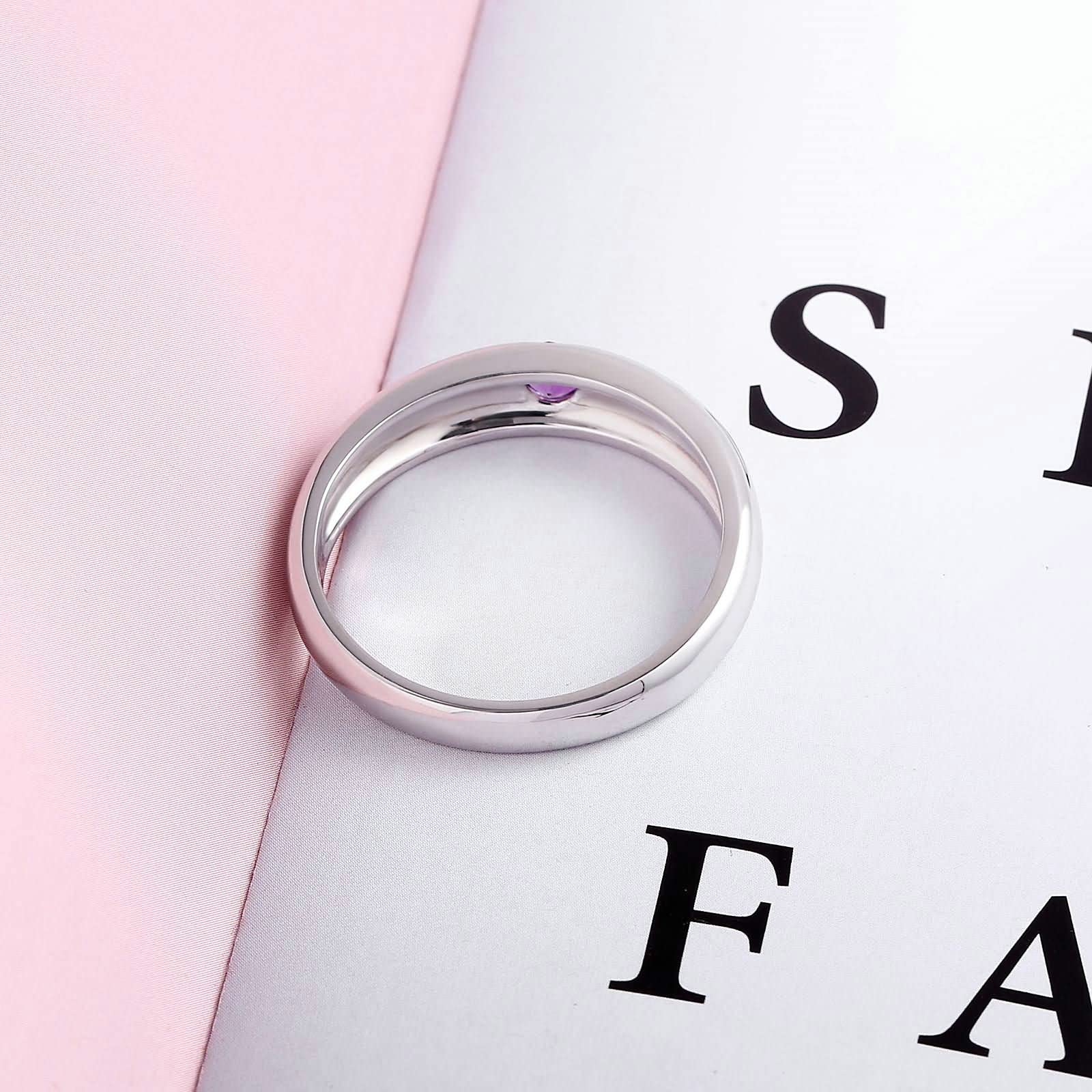 Fedine Argento 925 Donna,FEDI Nuziali Solitario Rotondo 3.5x3.5MM Zirconia Cubica Anello Matrimonio Donna Argento Viola