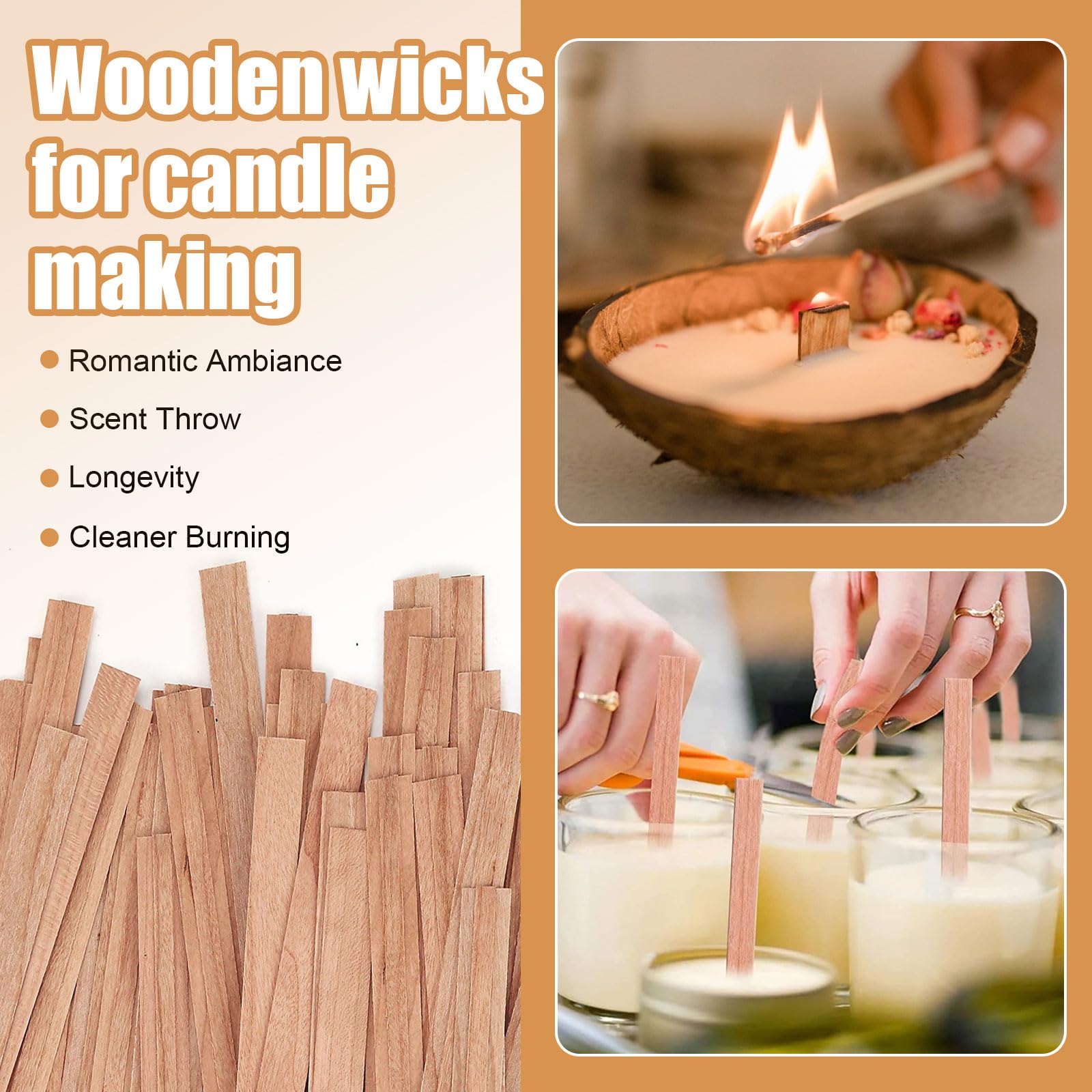 Lot De 420 Mèches En Bois Pour La Fabrication De Bougies