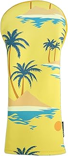 SHABIER Yellow Landscape with Palm Trees, Beach and Sea Golf Head Cover for Head Club