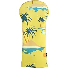 Yellow Landscape with Palm Trees, Beach and Sea Golf Head Cover for Head Club