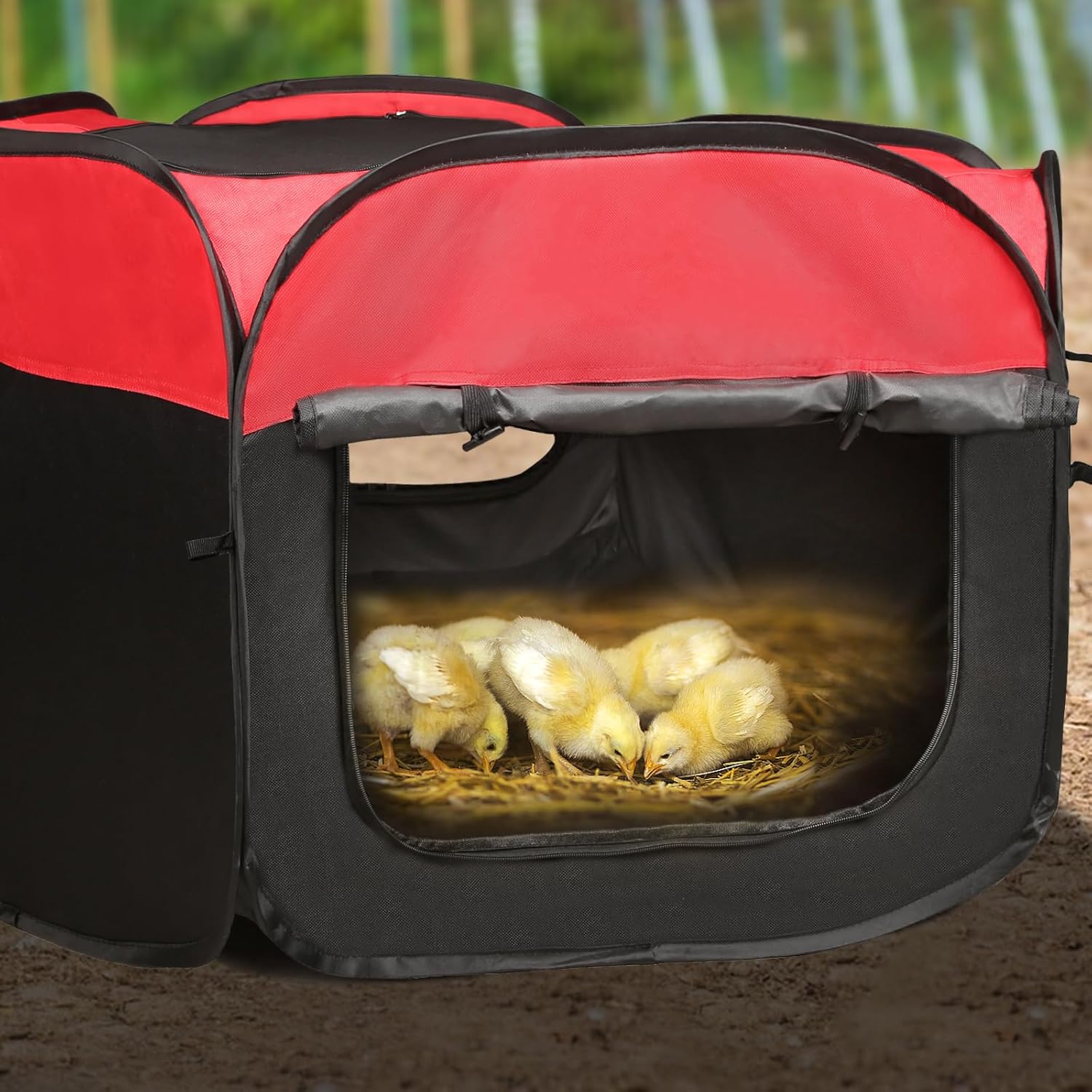 Chicken Brooder Box for Chick Starter Kit - 2026 Upgrade Double Door Chicks Brooder Pen/Chickens Playpen/Chick Tent Baby Chickens Supplies Up to 15 Baby Chicks,Duck,Quail