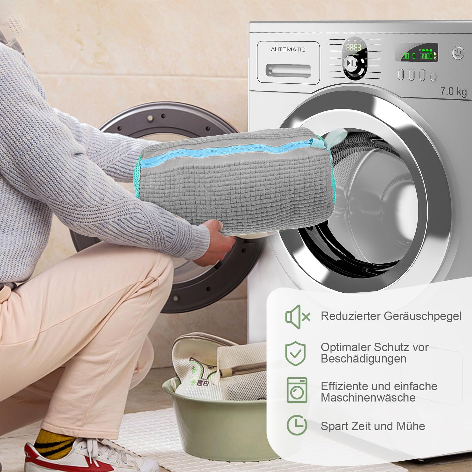 Generic Sac De Lavage Pour Chaussures, Sac De Nettoyage Réutilisable Pour Machine à Laver Et Sèche-linge, Pour Un Nettoyage à 360 Degrés De Toutes Les Chaussures, Sac De Lavage Universel Durable à