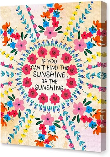 Lienzo inspirador enmarcado con texto en inglés "If You Can't Find the Sunshine Be the Sunshine" (If You Can't Find the Sunshine Be the Sunshine),