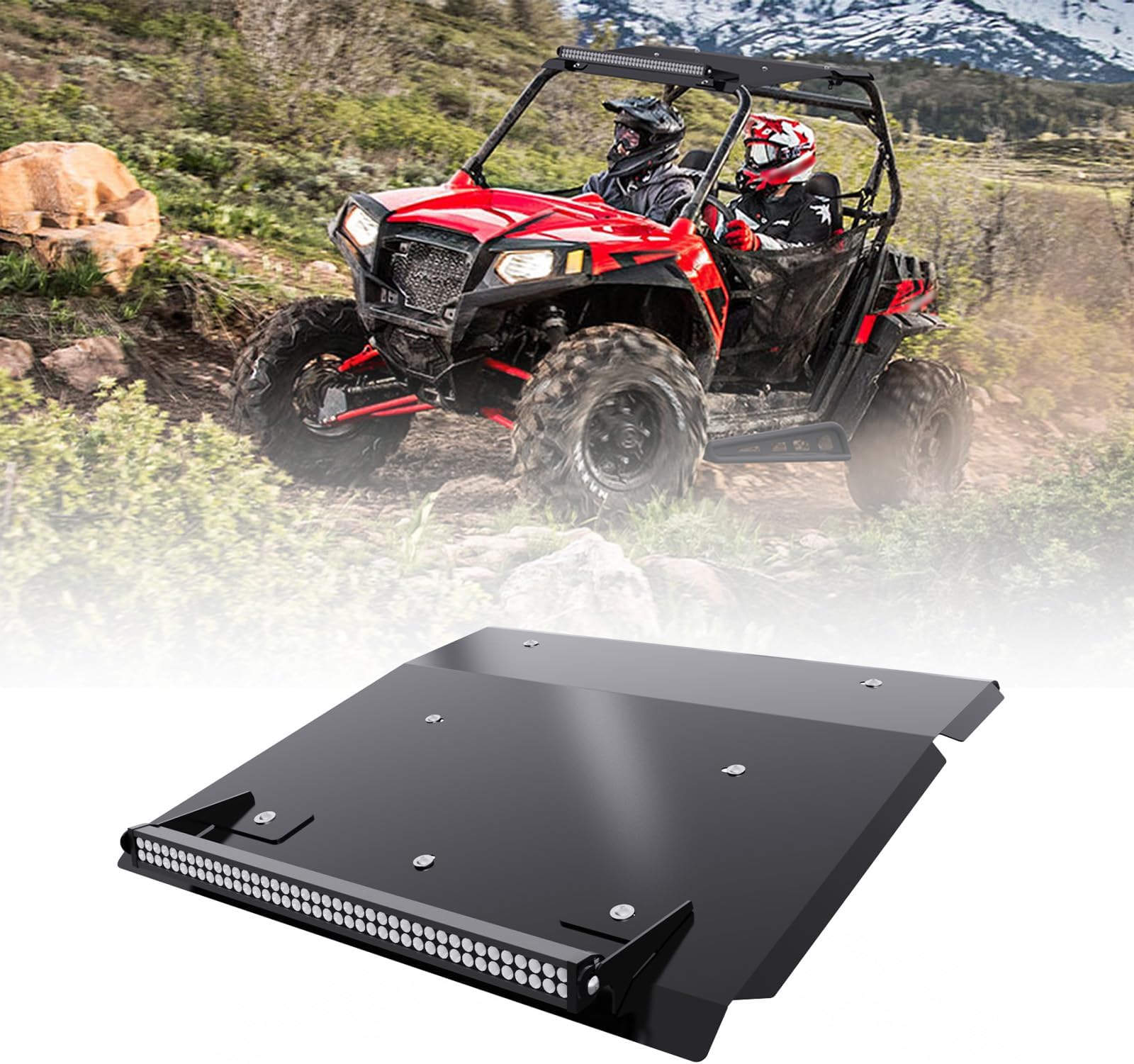 ELITEWILL RZR Hard Roof Top Aluminum with Light Bar Bracket Fit for Polaris RZR 570/800/ 800 S/XP 900(DO NOT Include Light BAR)