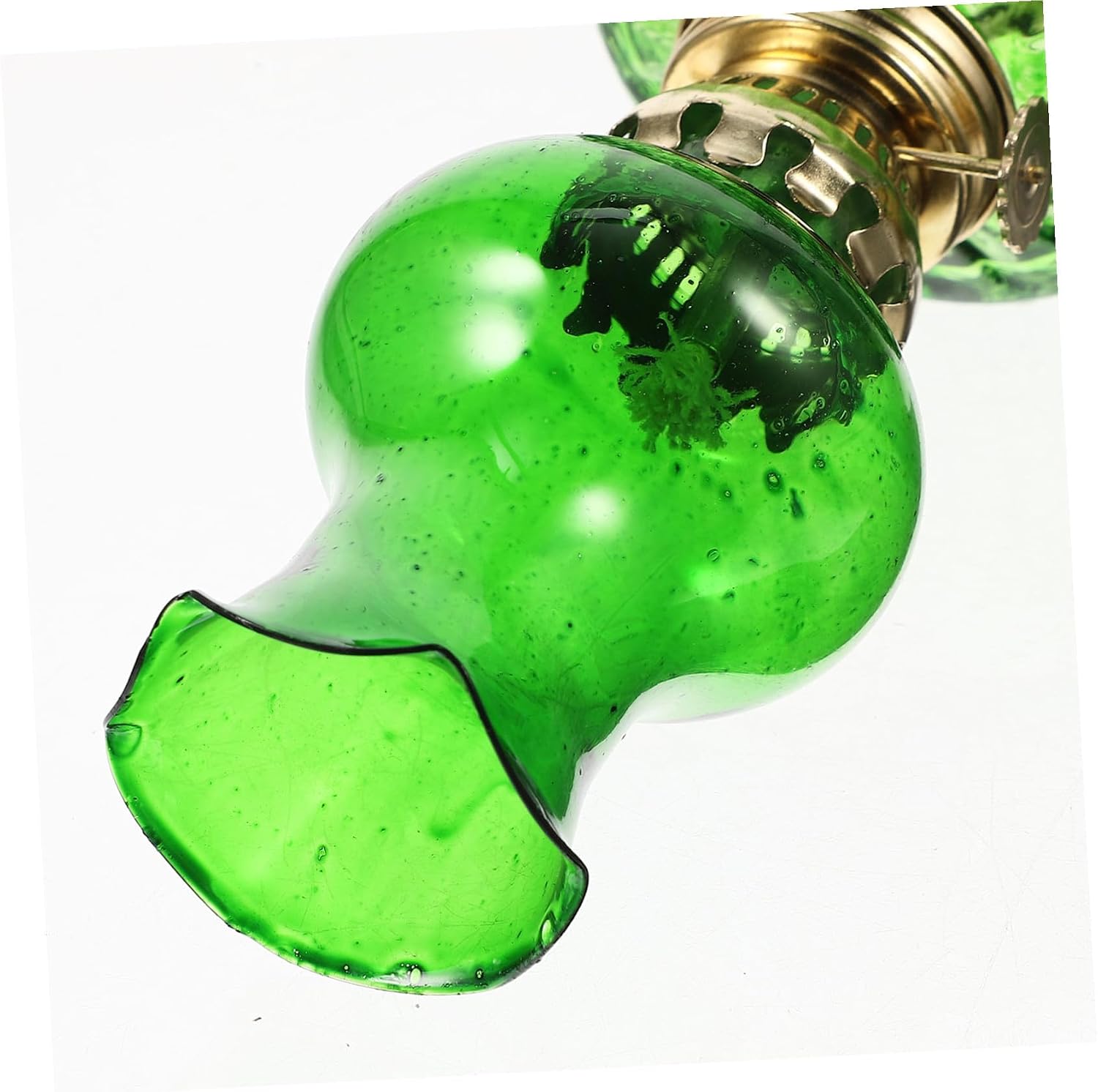 Vintage Green Glass Kerosene Lamp with Windproof Lampshade Portable Retro Oil Lamp for Outdoor and Indoor Use Centerpiece with Wick for Home Table and Camping