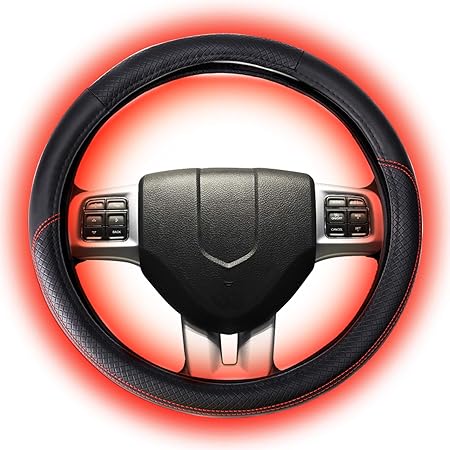 Heated Steering Wheel Cover,Universal15” 12V – DC Quick Heating 2020 Upgraded Hand Warmer Soft Non Slip Fit for Car SUV