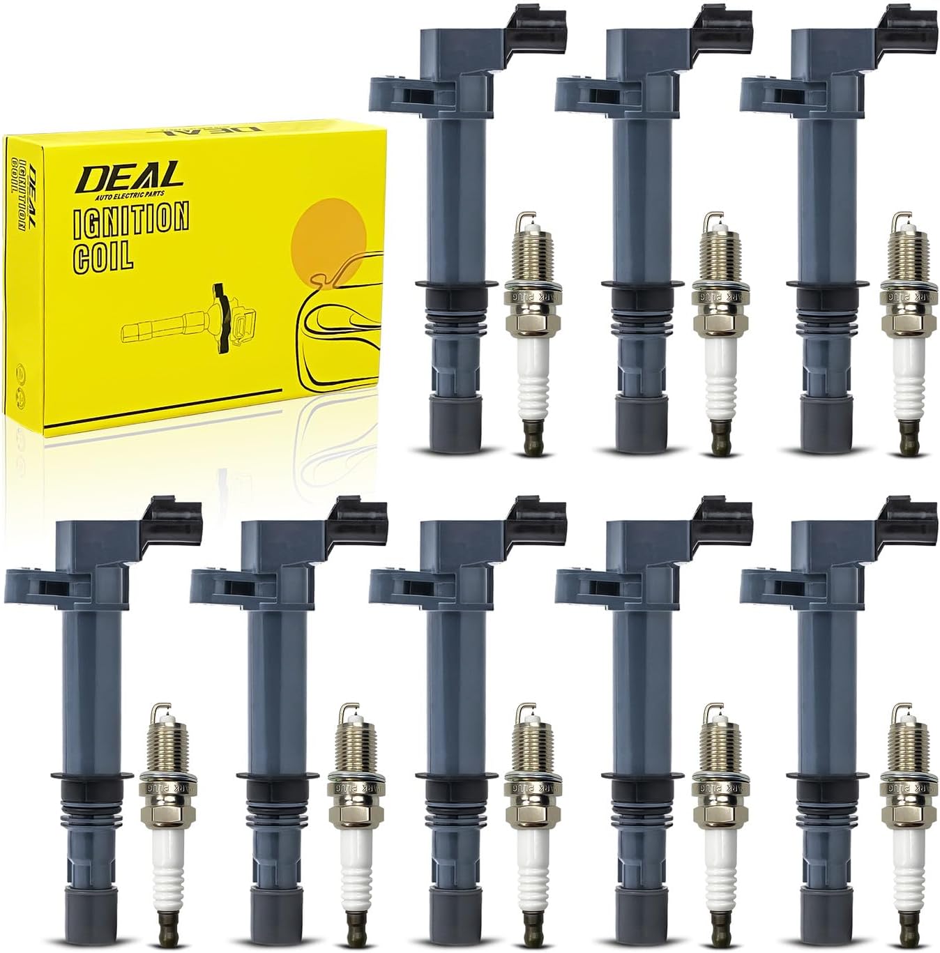 DEAL Set of 8 Ignition Coil Pack + Double Iridium Spark Plugs Compatible With 02-08 Dakota Durango Nitro Commander Raider Ram 1500 2500 Liberty Grand Cherokee Aspen 3.7L V6 4.7L V8