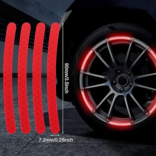 Miniatura 2 de OIIKI 80 calcomanías reflectantes para llantas de automóvil, tiras adhesivas para ruedas, accesorios reflectantes fluorescentes para exteriores,
