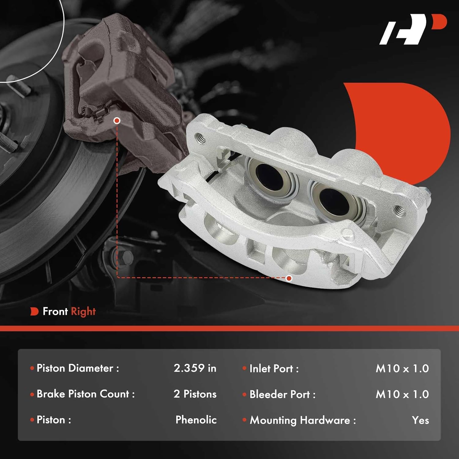 A-Premium Disc Brake Caliper Assembly with Bracket Compatible with Ram 2500 3500, 2019 2020 2021 2022 2023 2024 - Front Right Passenger Side