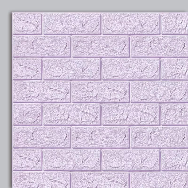 Everygoods Lavender Self Adhesive Foam Brick Wallpaper, 70X77 Cm, Pack of 4, 8 Mm Thick